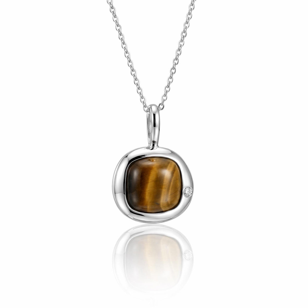 Leo Birthstone Necklace, Reversible Natural Tiger's Eye Pendant, 18K Gold Vermeil or 925 Sterling Silver, July August Birthday Gift for Her