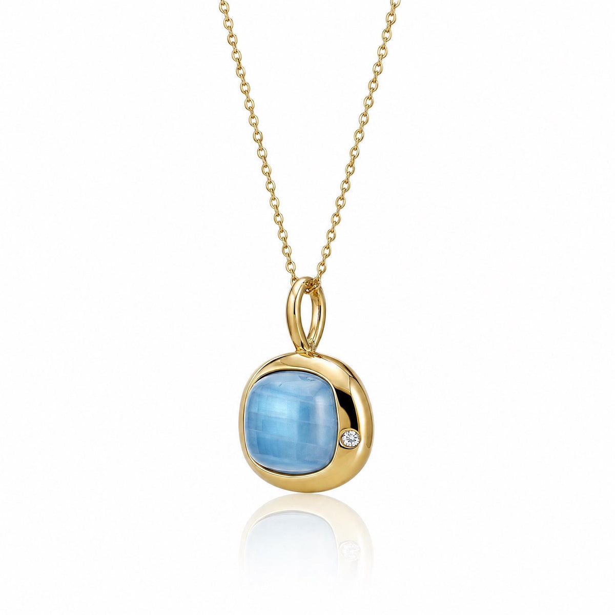 Pisces Birthstone Necklace, Reversible Aquamarine Pendant, 18K Gold Vermeil or 925 Sterling Silver, February March Birthday Gift for Her