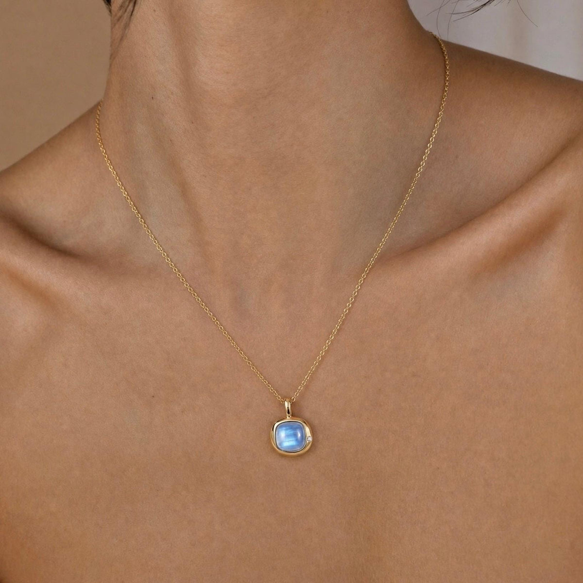 Pisces Birthstone Necklace, Reversible Aquamarine Pendant, 18K Gold Vermeil or 925 Sterling Silver, February March Birthday Gift for Her