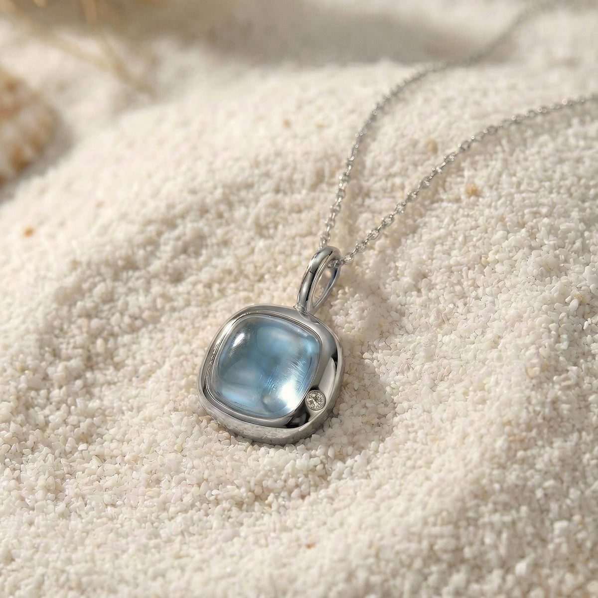 Pisces Birthstone Necklace, Reversible Aquamarine Pendant, 18K Gold Vermeil or 925 Sterling Silver, February March Birthday Gift for Her