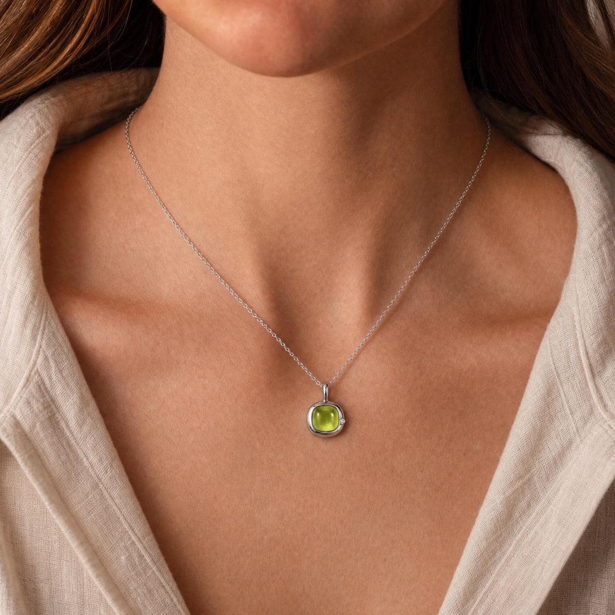 Virgo Birthstone Necklace, Reversible Peridot Pendant, 18K Gold Vermeil or 925 Sterling Silver, August September Birthday Gift for Her