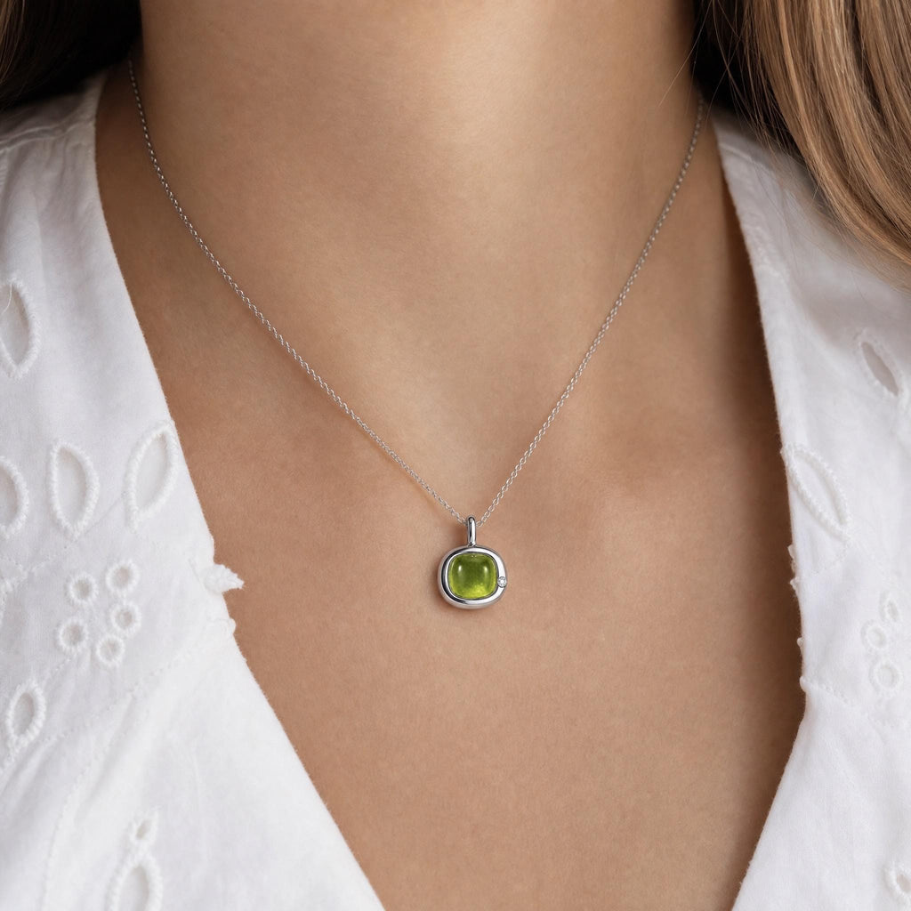 Virgo Birthstone Necklace, Reversible Peridot Pendant, 18K Gold Vermeil or 925 Sterling Silver, August September Birthday Gift for Her