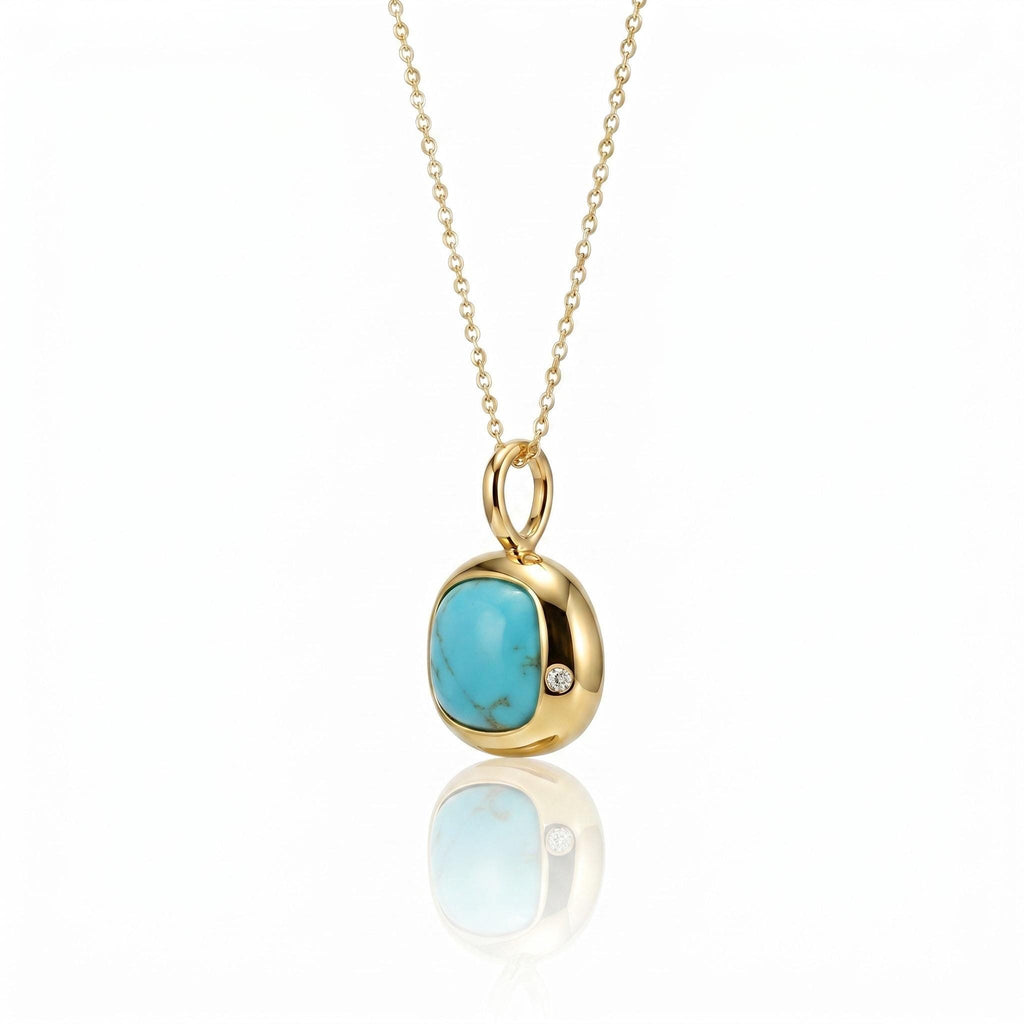 Sagittarius Birthstone Necklace, Reversible Natural Turquoise 18K Gold Vermeil 925 Sterling Silver, November December Birthday Gift for Her