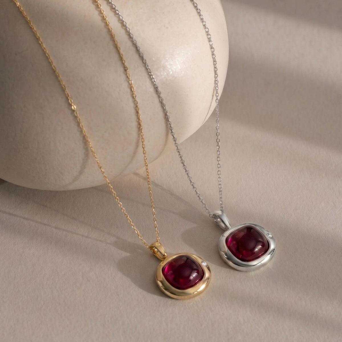 Red Garnet Birthstone Necklace, Reversible Scorpio Pendant, 18K Gold Vermeil or 925 Sterling Silver, October November Birthday Gift for Her