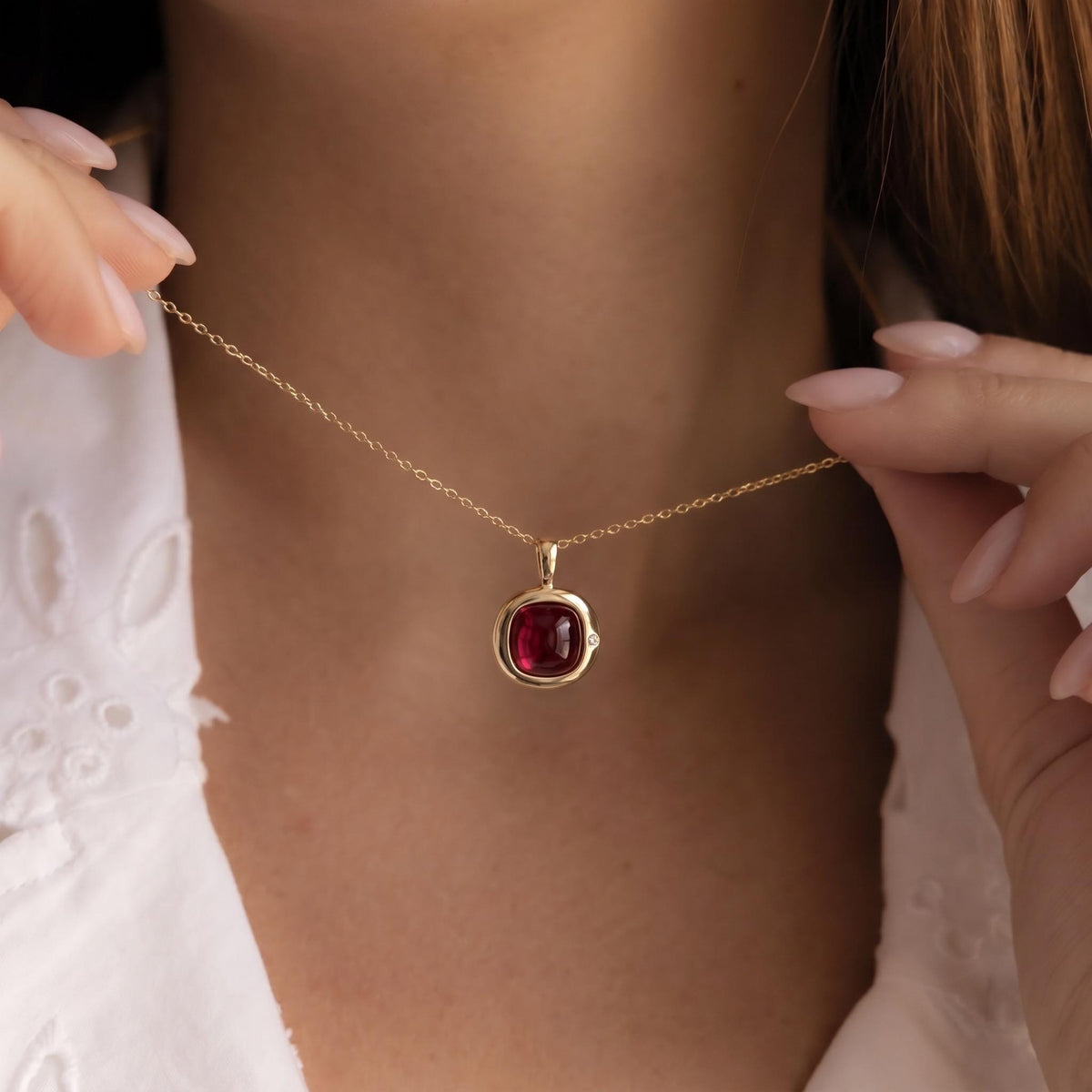 Red Garnet Birthstone Necklace, Reversible Scorpio Pendant, 18K Gold Vermeil or 925 Sterling Silver, October November Birthday Gift for Her