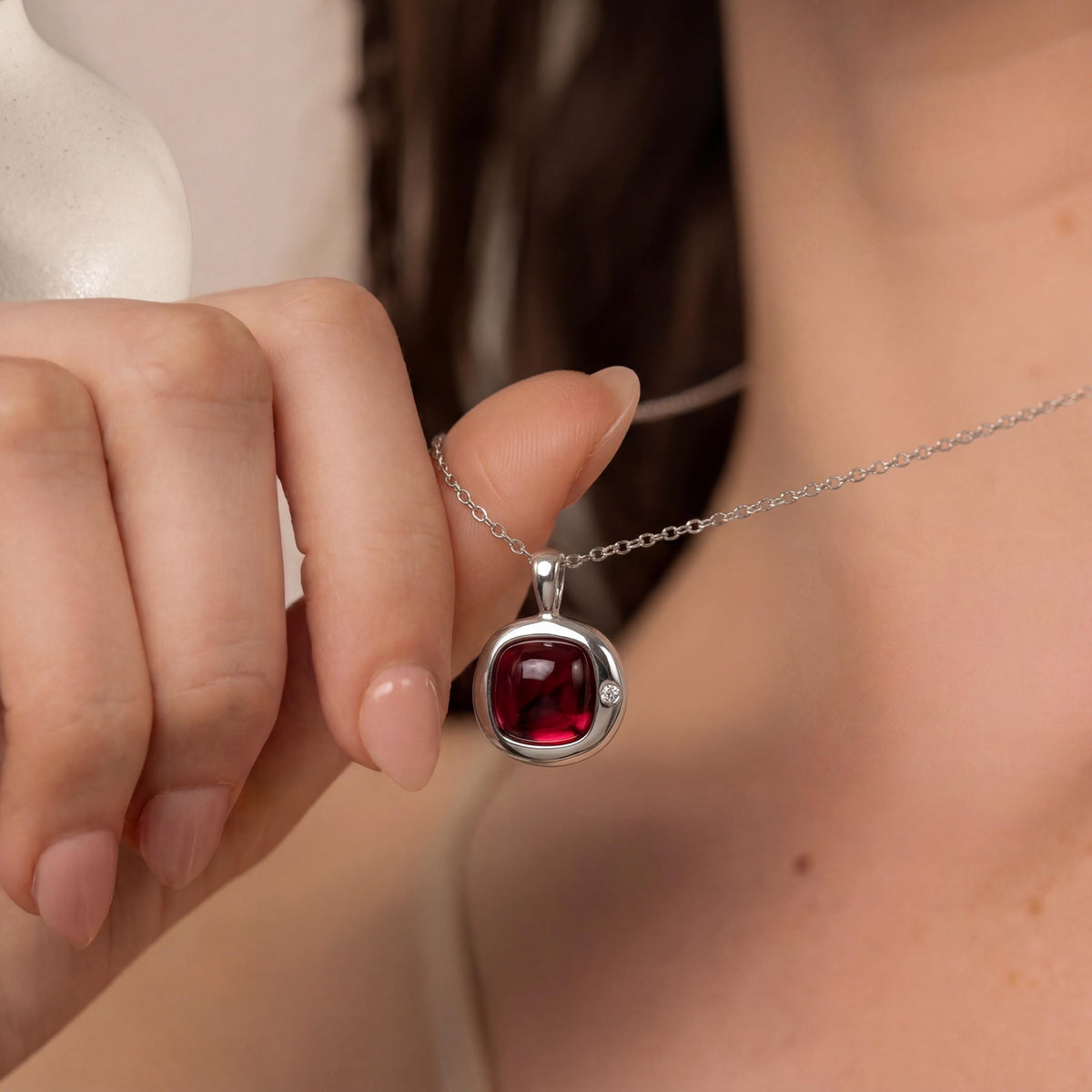 Red Garnet Birthstone Necklace, Reversible Scorpio Pendant, 18K Gold Vermeil or 925 Sterling Silver, October November Birthday Gift for Her