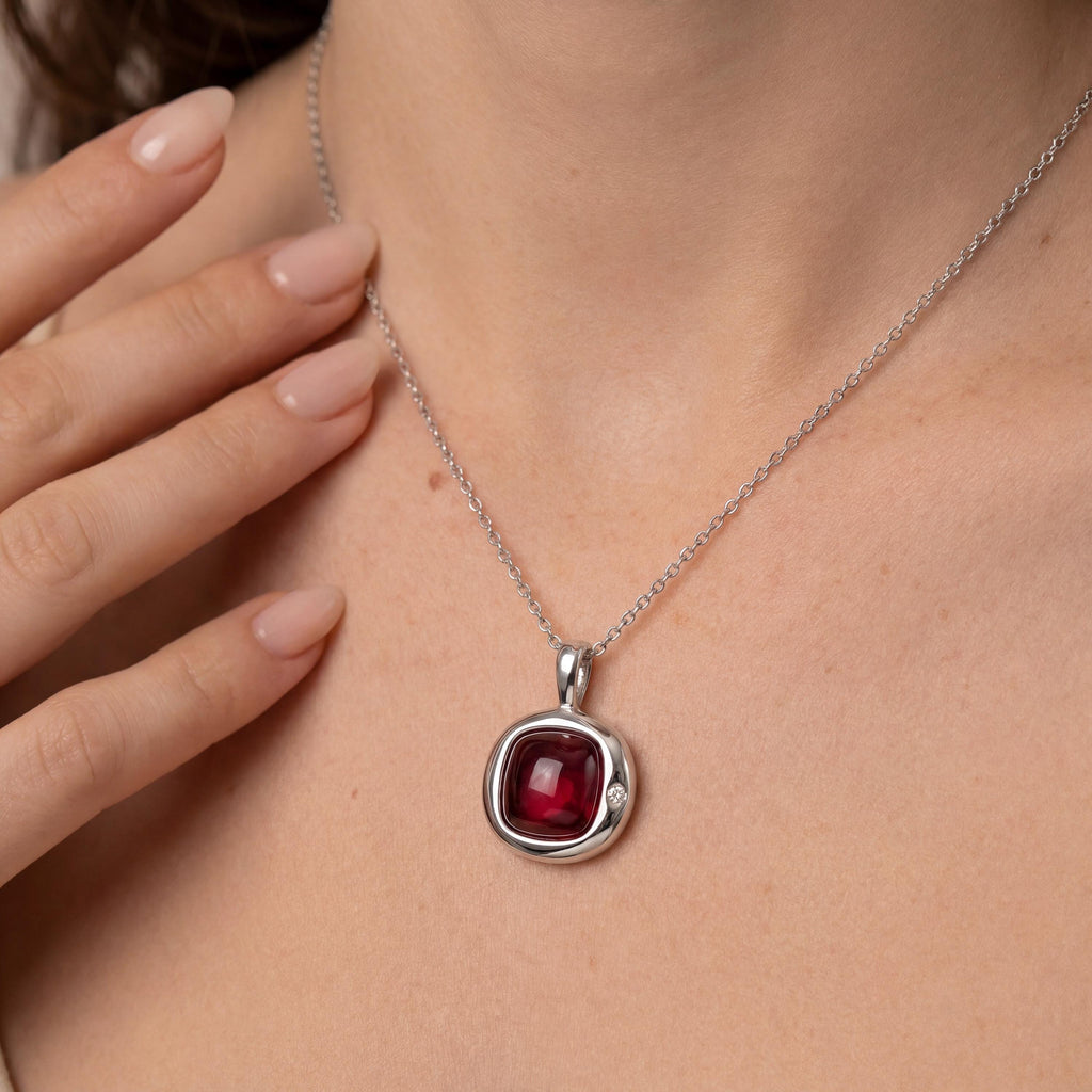 Red Garnet Birthstone Necklace, Reversible Scorpio Pendant, 18K Gold Vermeil or 925 Sterling Silver, October November Birthday Gift for Her