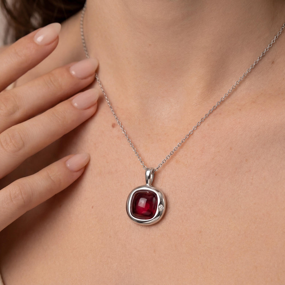 Red Garnet Birthstone Necklace, Reversible Scorpio Pendant, 18K Gold Vermeil or 925 Sterling Silver, October November Birthday Gift for Her