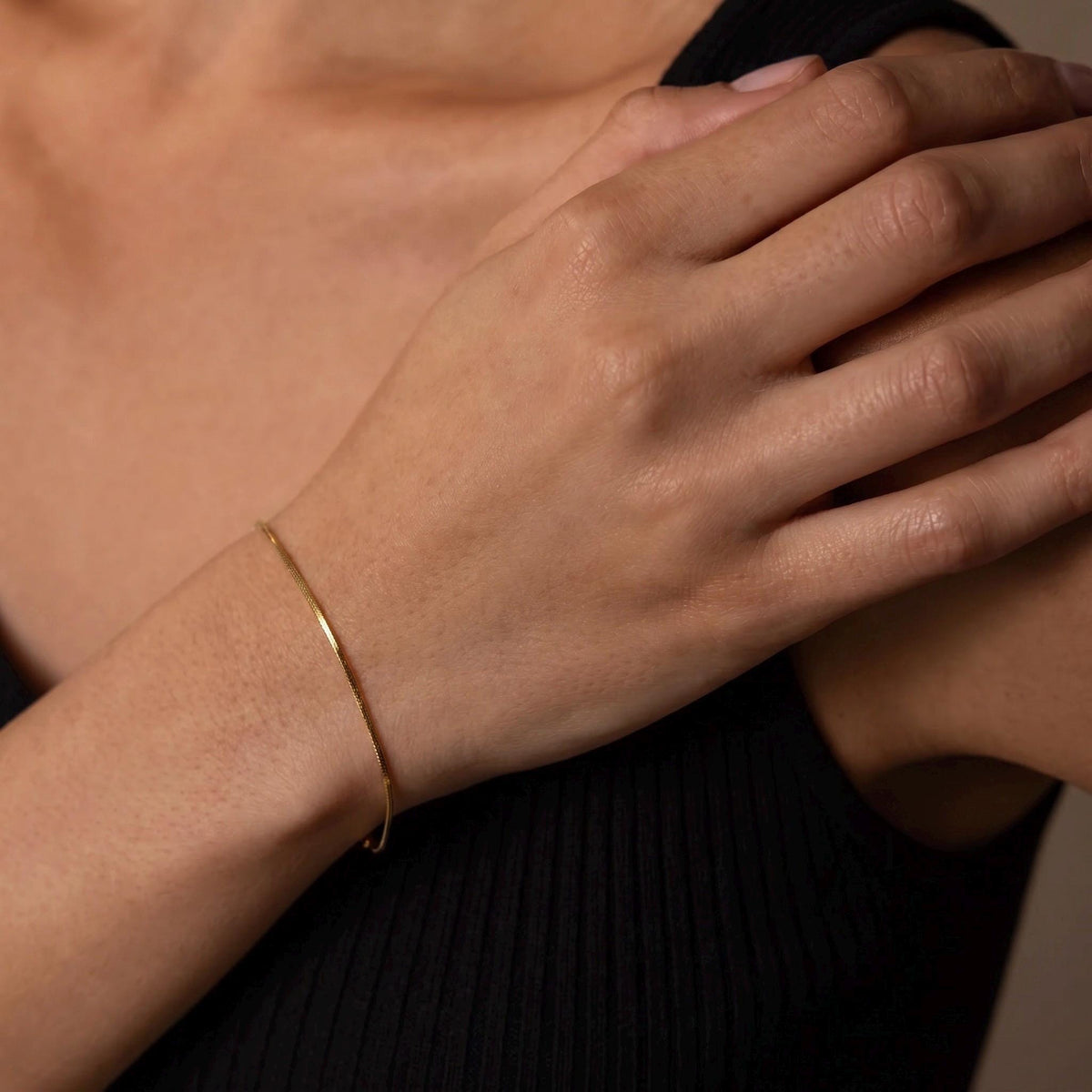 Herringbone Bracelet, 18K Gold Vermeil or 925 Sterling Silver, Dainty Flat Chain Bracelet, Minimalist Layering Bracelet, Gift for Her