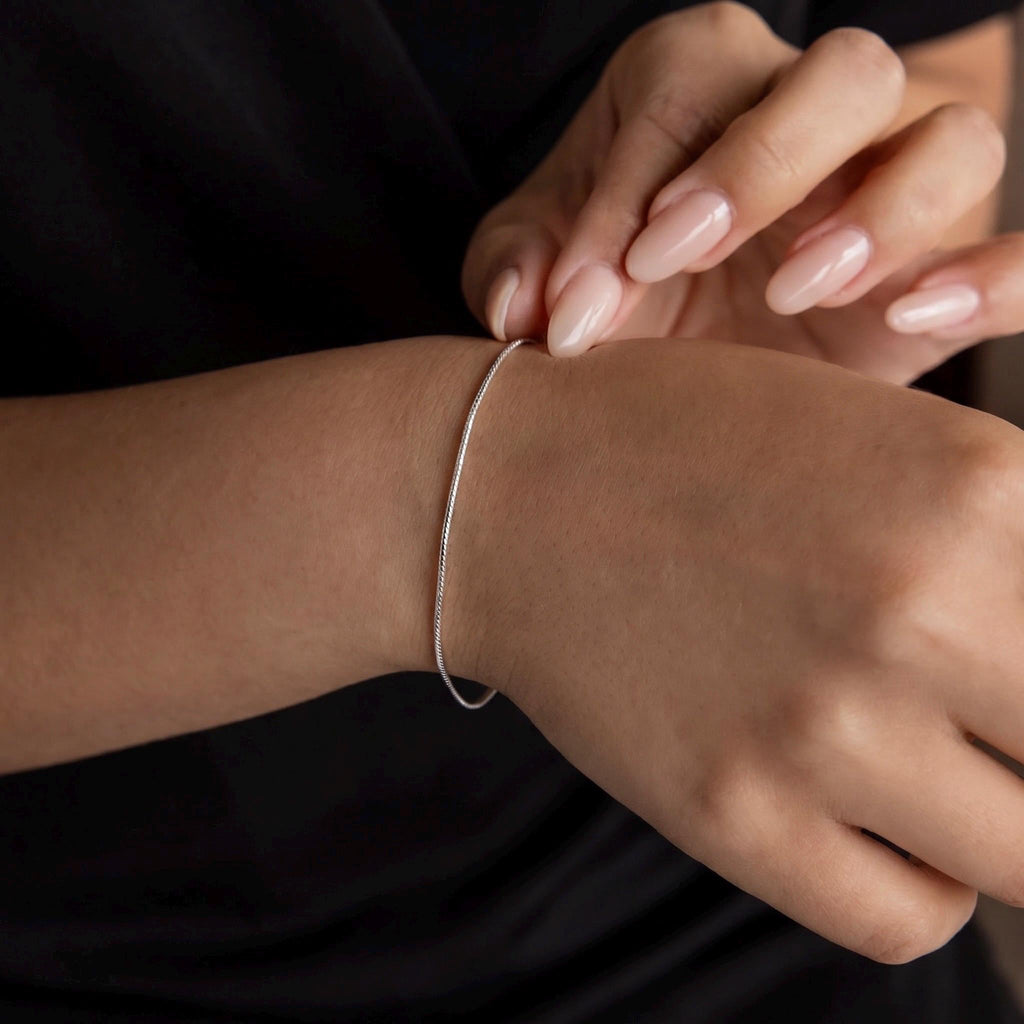 Herringbone Bracelet, 18K Gold Vermeil or 925 Sterling Silver, Dainty Flat Chain Bracelet, Minimalist Layering Bracelet, Gift for Her