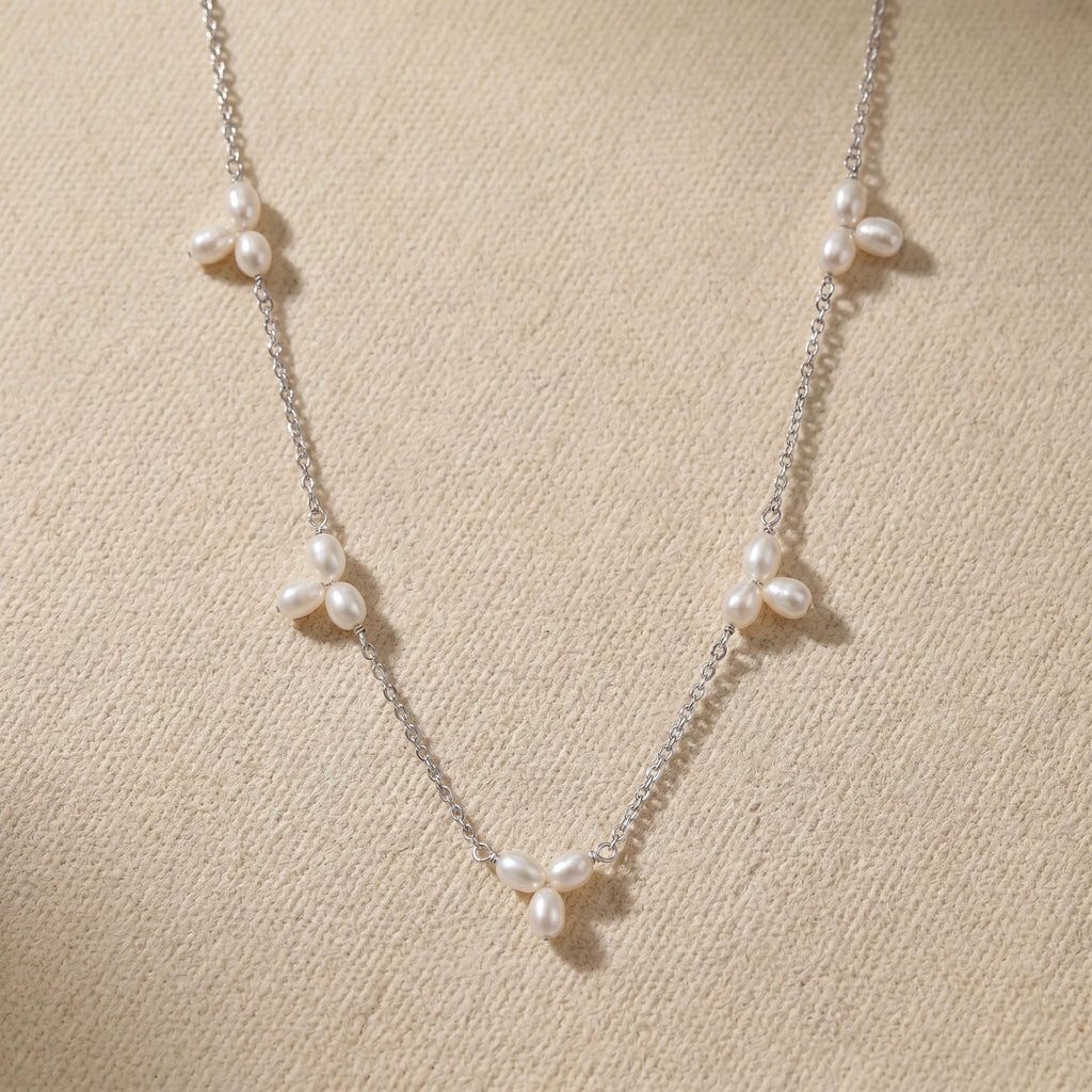 Freshwater Pearl Necklace, Handcrafted Pearl Cluster Design, 18K Gold Vermeil, Bridal Bridesmaid Jewelry, Mother's Day Gift for Her