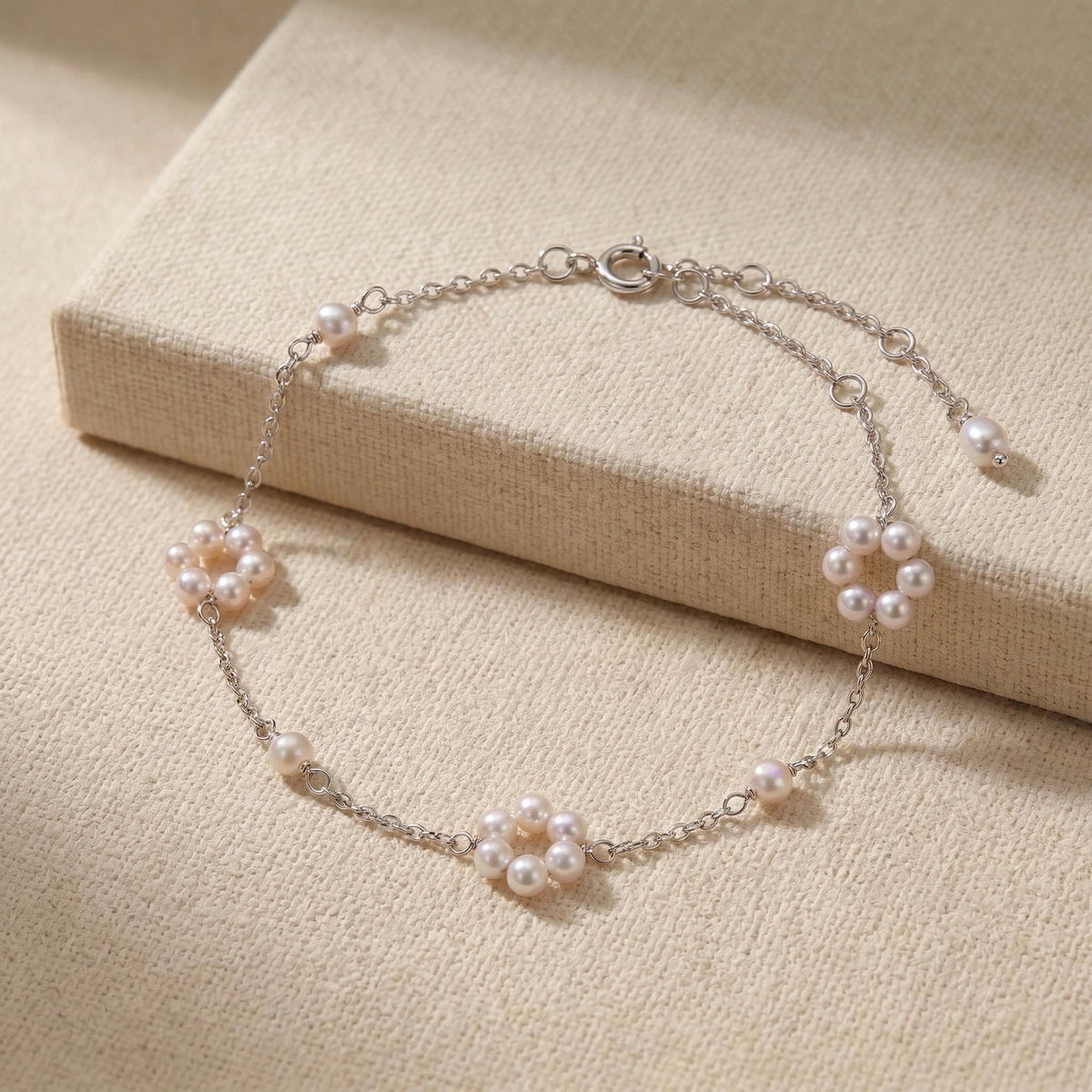 Freshwater Pearl Bracelet, Handcrafted Pearl Flower Design, 18K Gold Vermeil, Bridal Bridesmaid Jewelry, Mother's Day Gift for Her