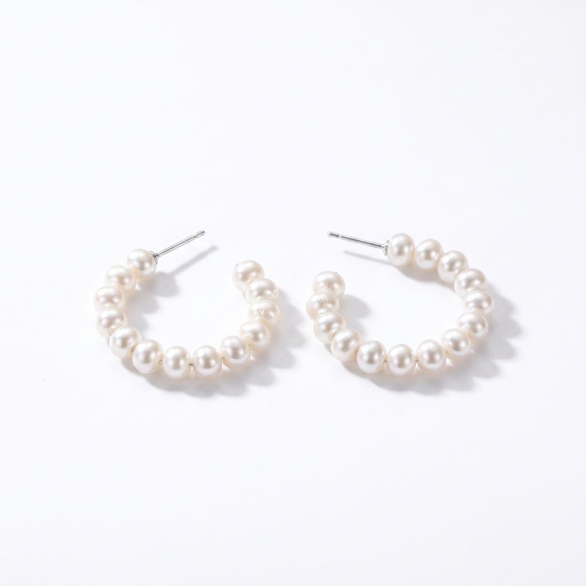 Pearl Hoop Earrings, Freshwater Graduated Pearl, 925 Sterling Silver, Bridal Bridesmaid Earrings, Mother's Day Gift