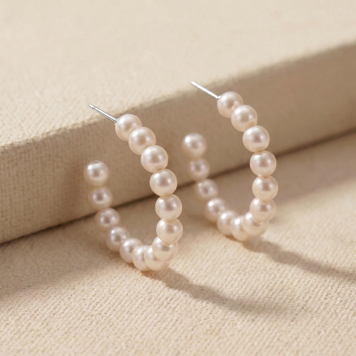 Pearl Hoop Earrings, Freshwater Graduated Pearl, 925 Sterling Silver, Bridal Bridesmaid Earrings, Mother's Day Gift
