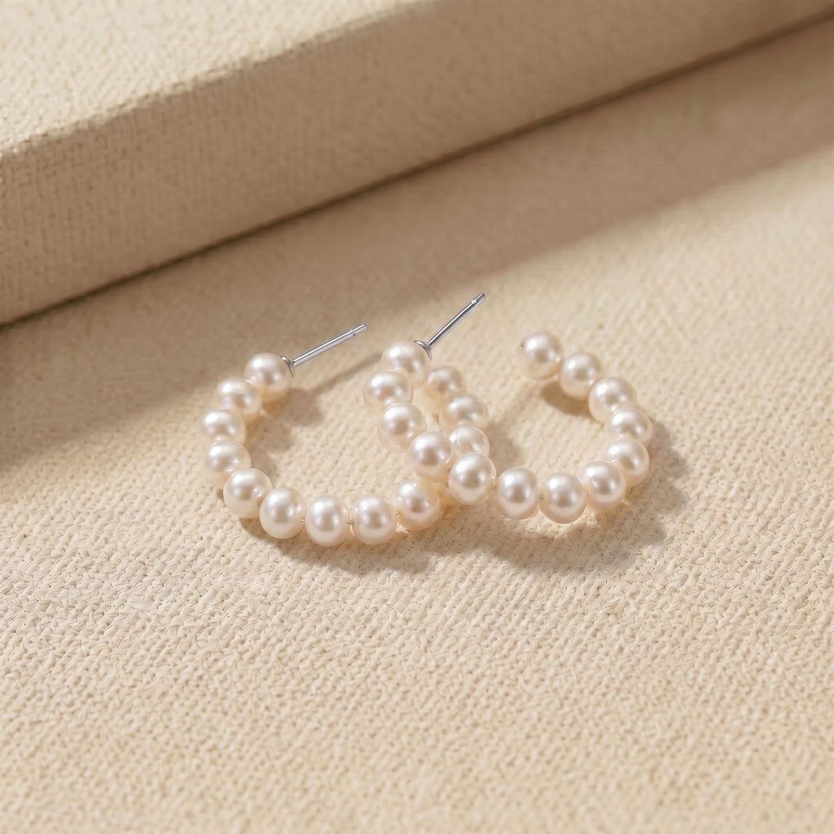Pearl Hoop Earrings, Freshwater Graduated Pearl, 925 Sterling Silver, Bridal Bridesmaid Earrings, Mother's Day Gift