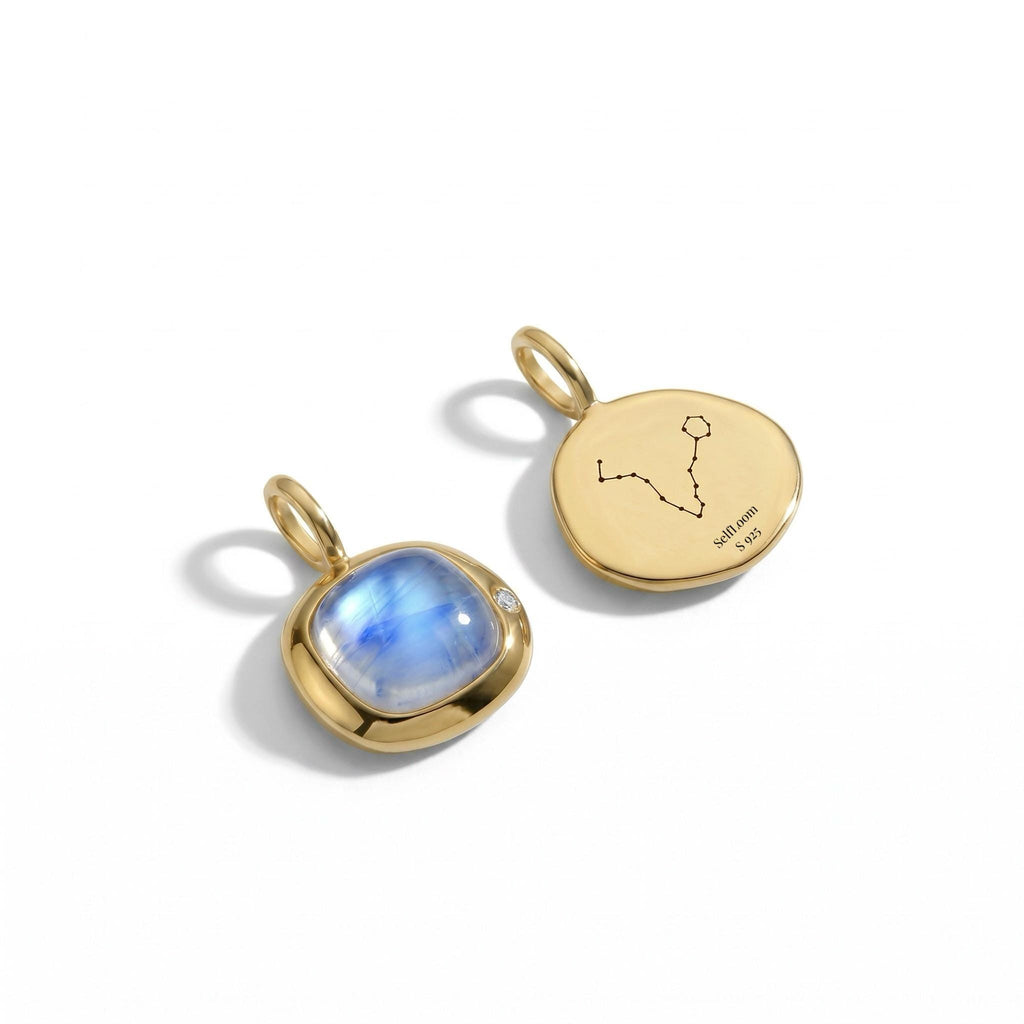 Pisces Birthstone Necklace, Reversible Aquamarine Pendant, 18K Gold Vermeil or 925 Sterling Silver, February March Birthday Gift for Her