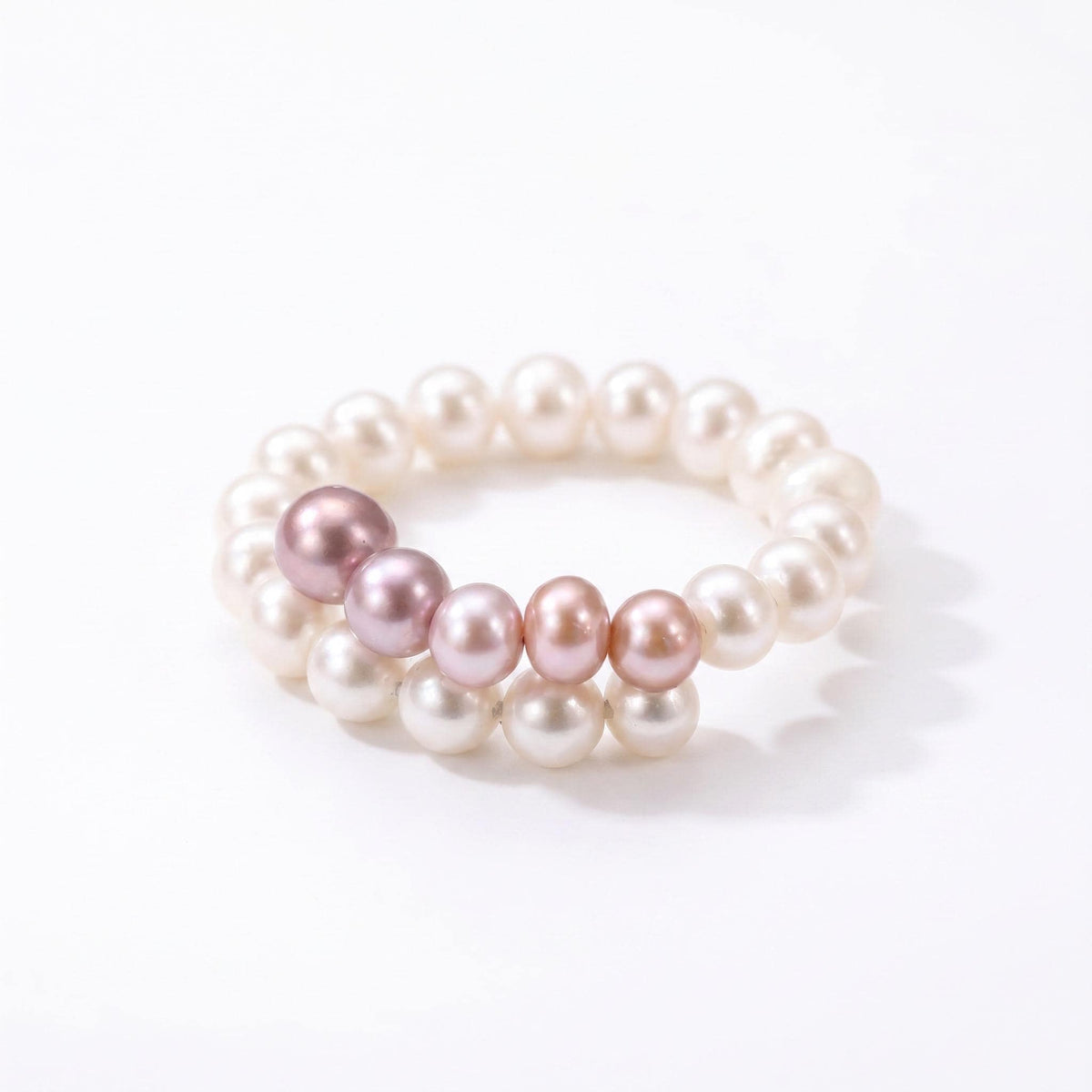 Freshwater Pearl Ring, Double Layer Pearl Stack Ring, Handcrafted Bridal Jewelry, Bridesmaid Gift, Mother's Day Gift for Her