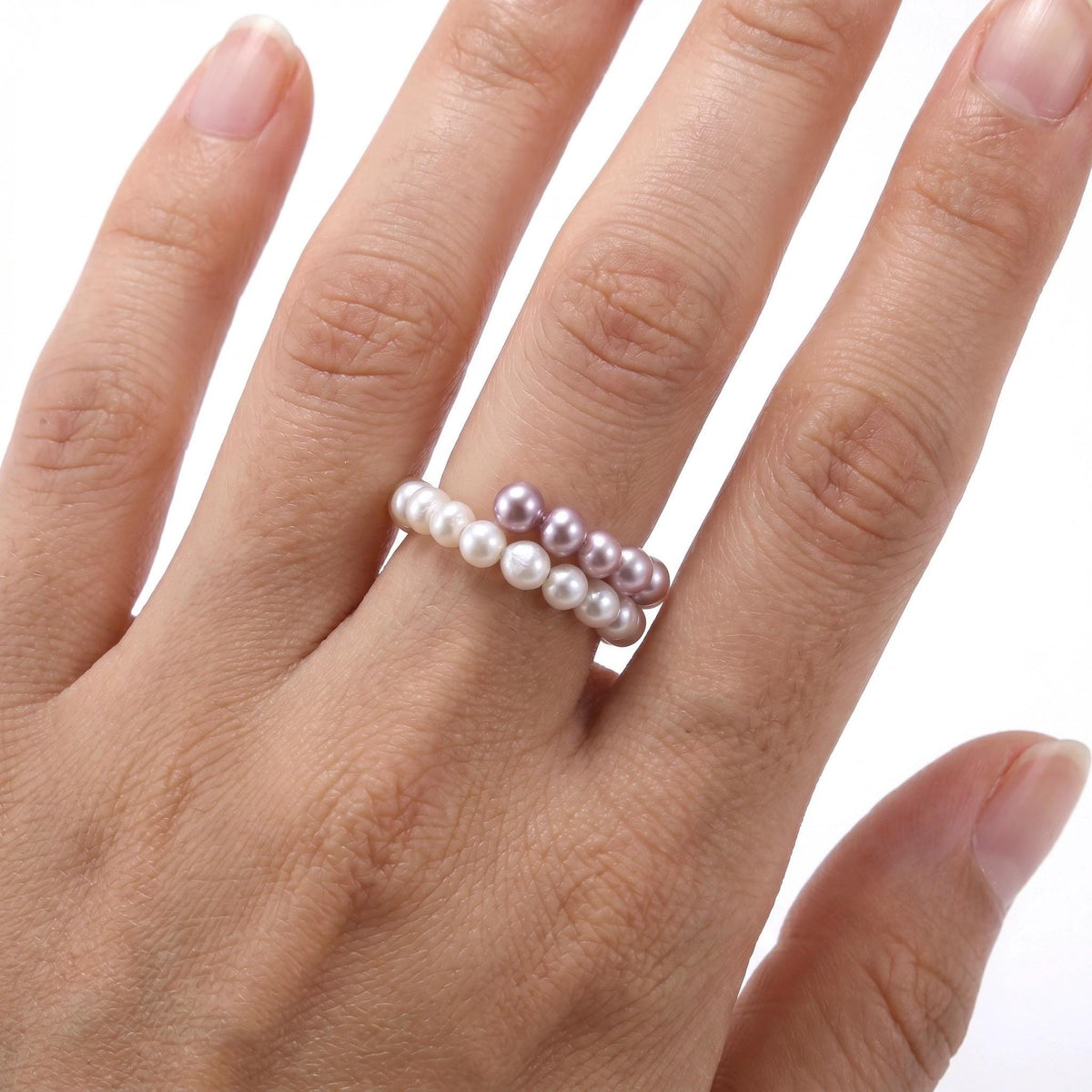 Freshwater Pearl Ring, Double Layer Pearl Stack Ring, Handcrafted Bridal Jewelry, Bridesmaid Gift, Mother's Day Gift for Her