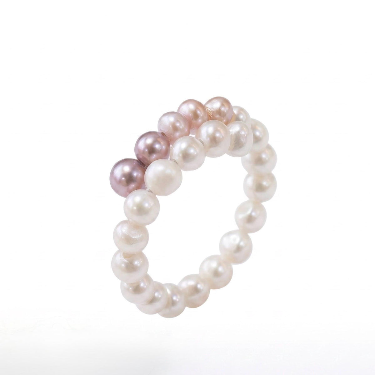 Freshwater Pearl Ring, Double Layer Pearl Stack Ring, Handcrafted Bridal Jewelry, Bridesmaid Gift, Mother's Day Gift for Her