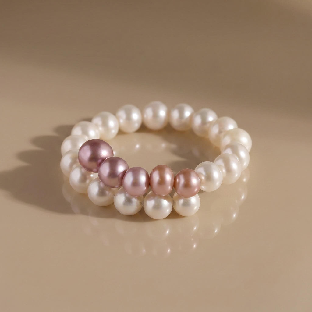 Freshwater Pearl Ring, Double Layer Pearl Stack Ring, Handcrafted Bridal Jewelry, Bridesmaid Gift, Mother's Day Gift for Her