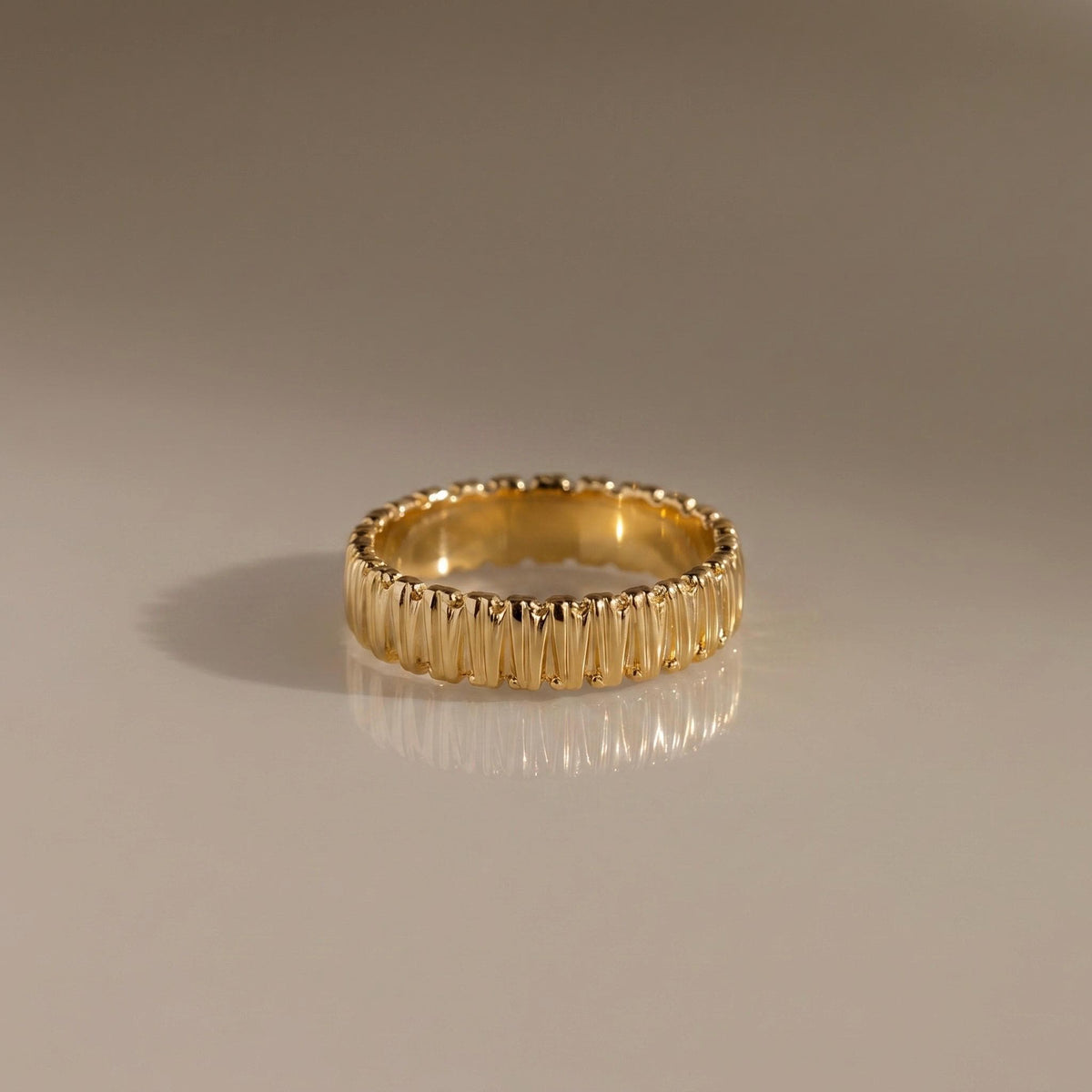 Ribbed Band Ring, 18K Gold Vermeil or 925 Sterling Silver, Textured Stackable Ring, Minimalist Everyday Jewelry, Gift for Her