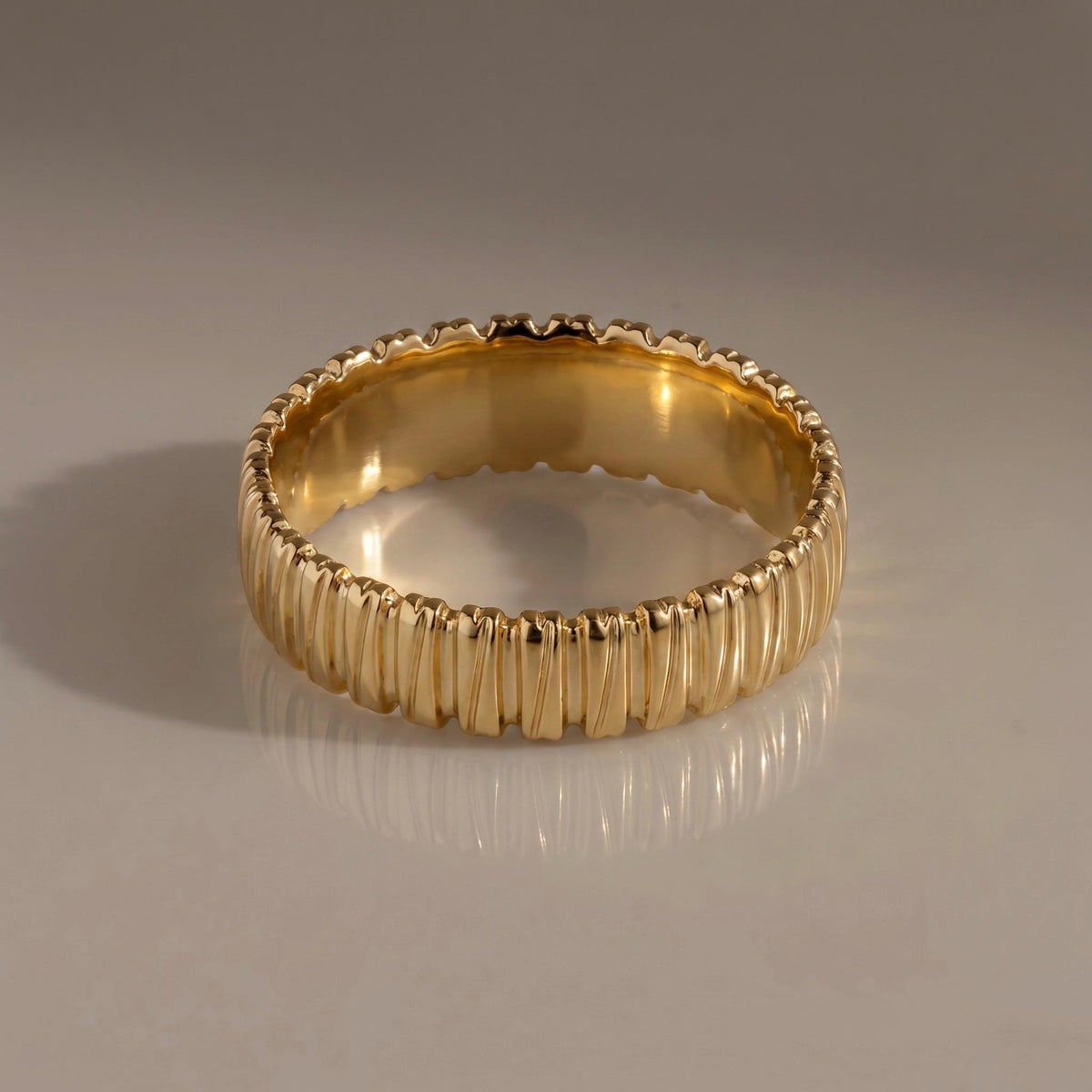 Ribbed Band Ring, 18K Gold Vermeil or 925 Sterling Silver, Textured Stackable Ring, Minimalist Everyday Jewelry, Gift for Her