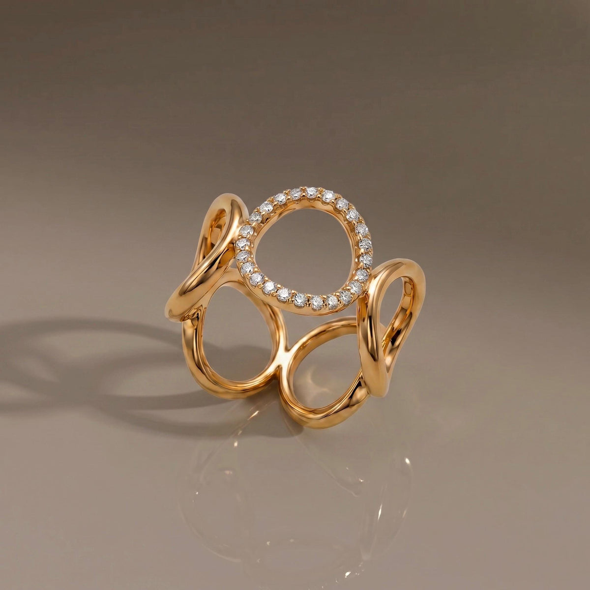 Open Circle Ring CZ Pave, 18K Gold Vermeil or 925 Sterling Silver, Triple Band Statement Ring, Diamond Alternative, Gift for Her
