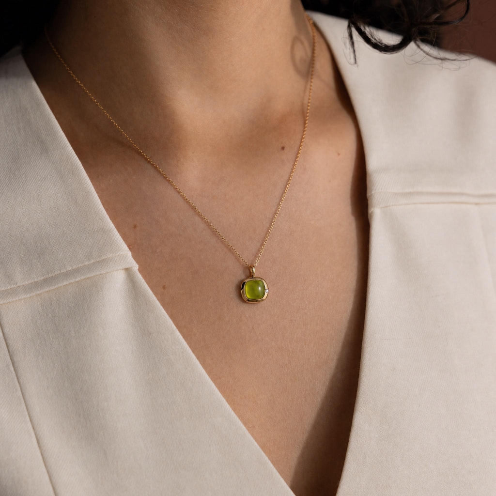 Virgo Birthstone Necklace, Reversible Peridot Pendant, 18K Gold Vermeil or 925 Sterling Silver, August September Birthday Gift for Her