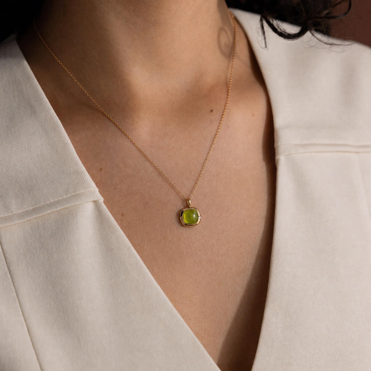 Virgo Birthstone Necklace, Reversible Peridot Pendant, 18K Gold Vermeil or 925 Sterling Silver, August September Birthday Gift for Her