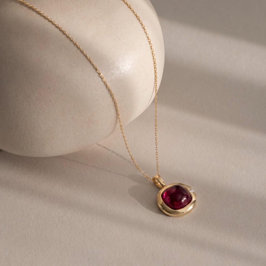 Red Garnet Birthstone Necklace, Reversible Scorpio Pendant, 18K Gold Vermeil or 925 Sterling Silver, October November Birthday Gift for Her