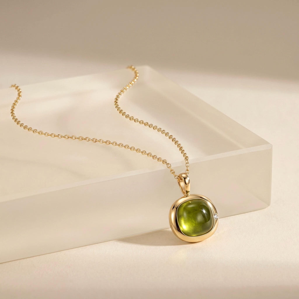 Virgo Birthstone Necklace, Reversible Peridot Pendant, 18K Gold Vermeil or 925 Sterling Silver, August September Birthday Gift for Her