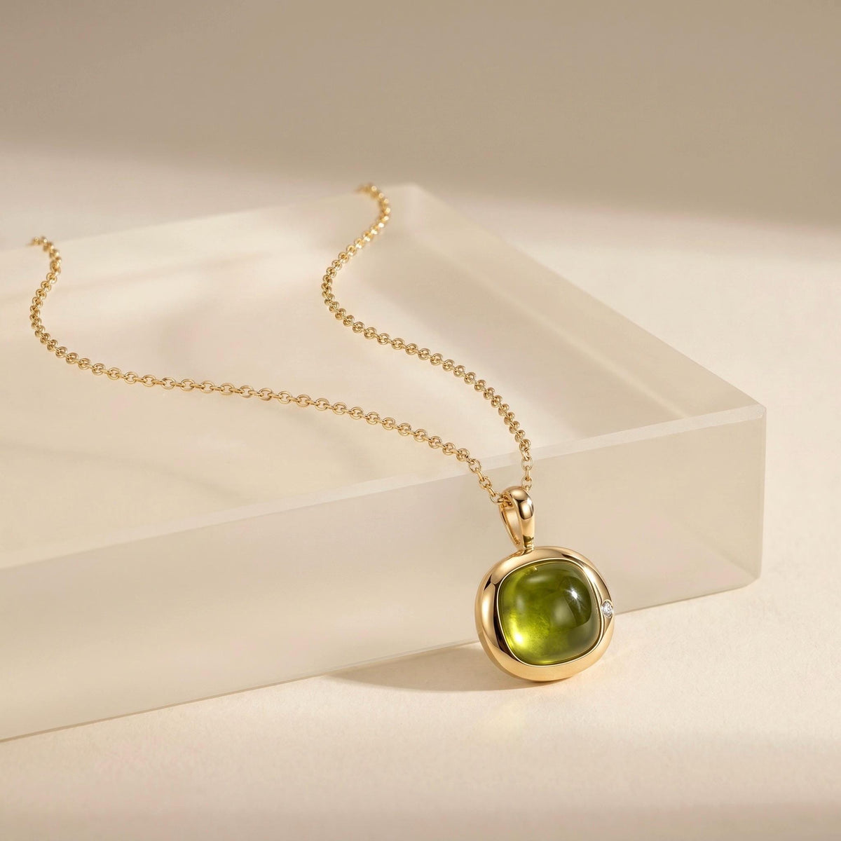 Virgo Birthstone Necklace, Reversible Peridot Pendant, 18K Gold Vermeil or 925 Sterling Silver, August September Birthday Gift for Her