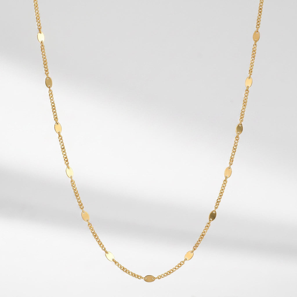 Station Necklace 18K Gold Vermeil, Dainty Curb Chain Necklace, Layering Necklace Gold Silver, Gift for Her