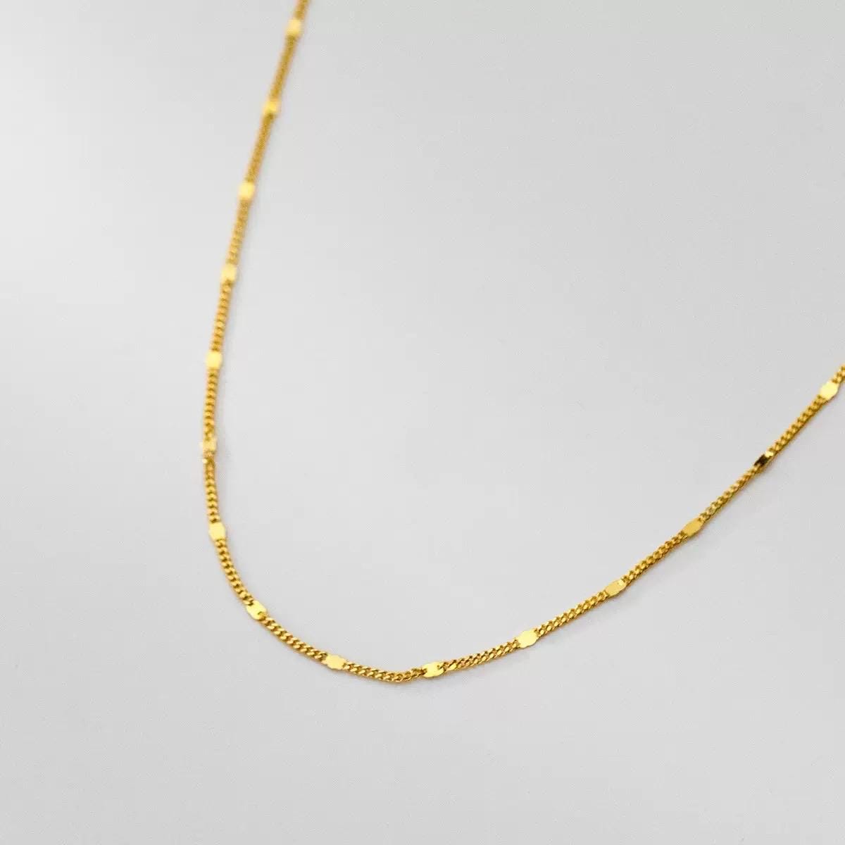 Station Necklace 18K Gold Vermeil, Dainty Curb Chain Necklace, Layering Necklace Gold Silver, Gift for Her