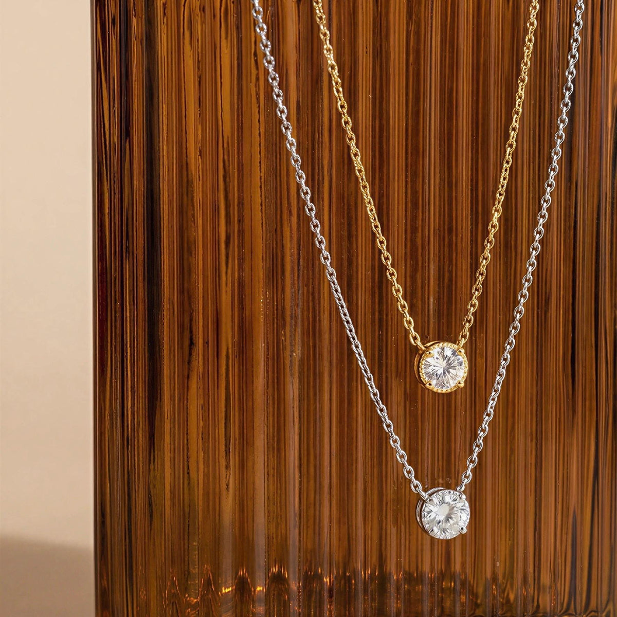 Moissanite Solitaire Necklace, 14K Gold Vermeil Bezel Set Pendant, Diamond Alternative, Dainty Everyday Necklace, Gift for Her