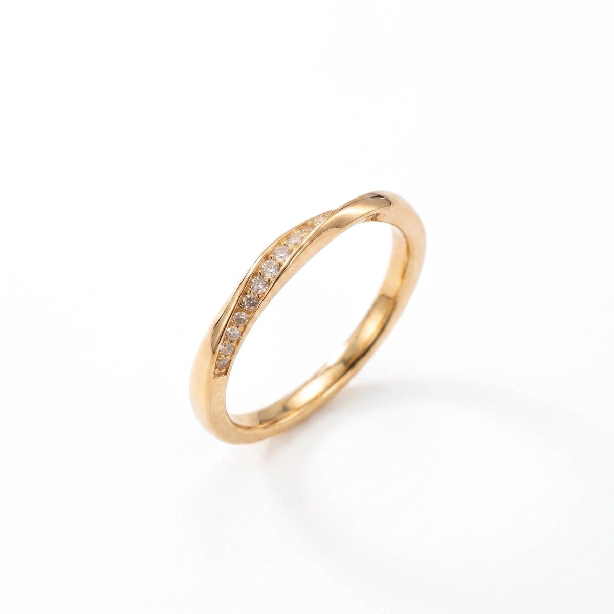 Twisted Pave Ring, Moissanite Diamond Alternative, 18K Gold Vermeil or 925 Sterling Silver, Stackable Wedding Band, Gift for Her
