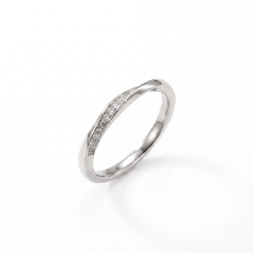 Twisted Pave Ring, Moissanite Diamond Alternative, 18K Gold Vermeil or 925 Sterling Silver, Stackable Wedding Band, Gift for Her