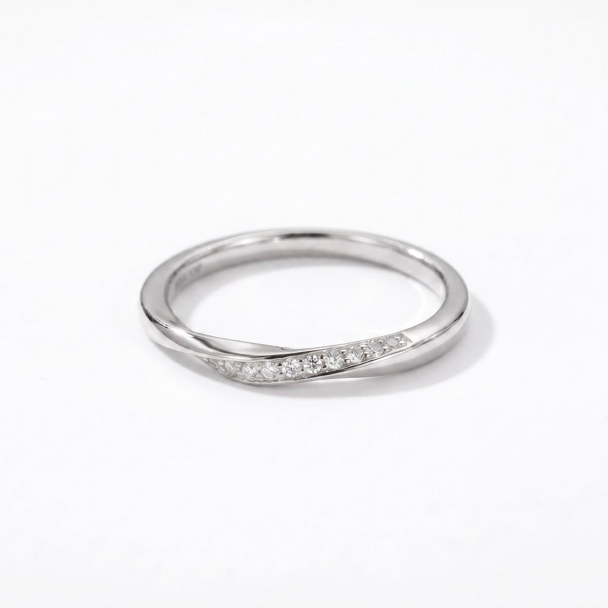 Twisted Pave Ring, Moissanite Diamond Alternative, 18K Gold Vermeil or 925 Sterling Silver, Stackable Wedding Band, Gift for Her