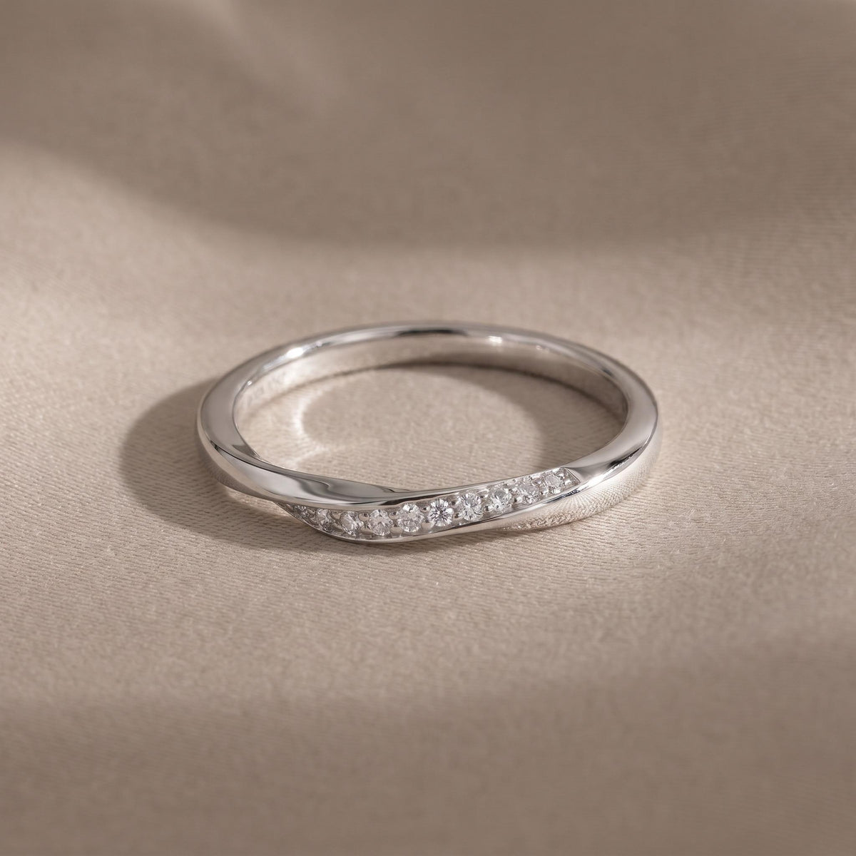 Twisted Pave Ring, Moissanite Diamond Alternative, 18K Gold Vermeil or 925 Sterling Silver, Stackable Wedding Band, Gift for Her