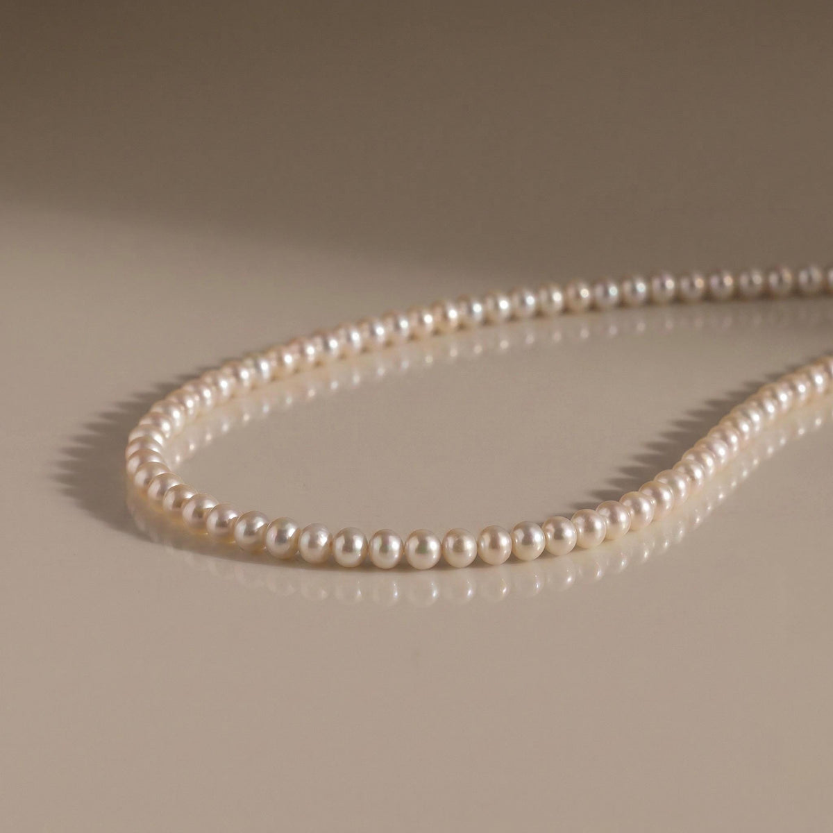 Freshwater Pearl Necklace, 4mm Round Pearl Beaded Choker, 925 Sterling Silver, Dainty Layering Necklace, Gift for Her