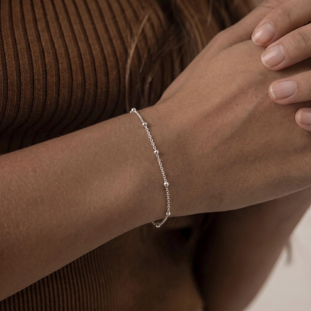 Satellite Chain Bracelet, 18K Gold Vermeil or 925 Sterling Silver, Dainty Ball Chain Design, Minimalist Everyday Jewelry, Gift for Her
