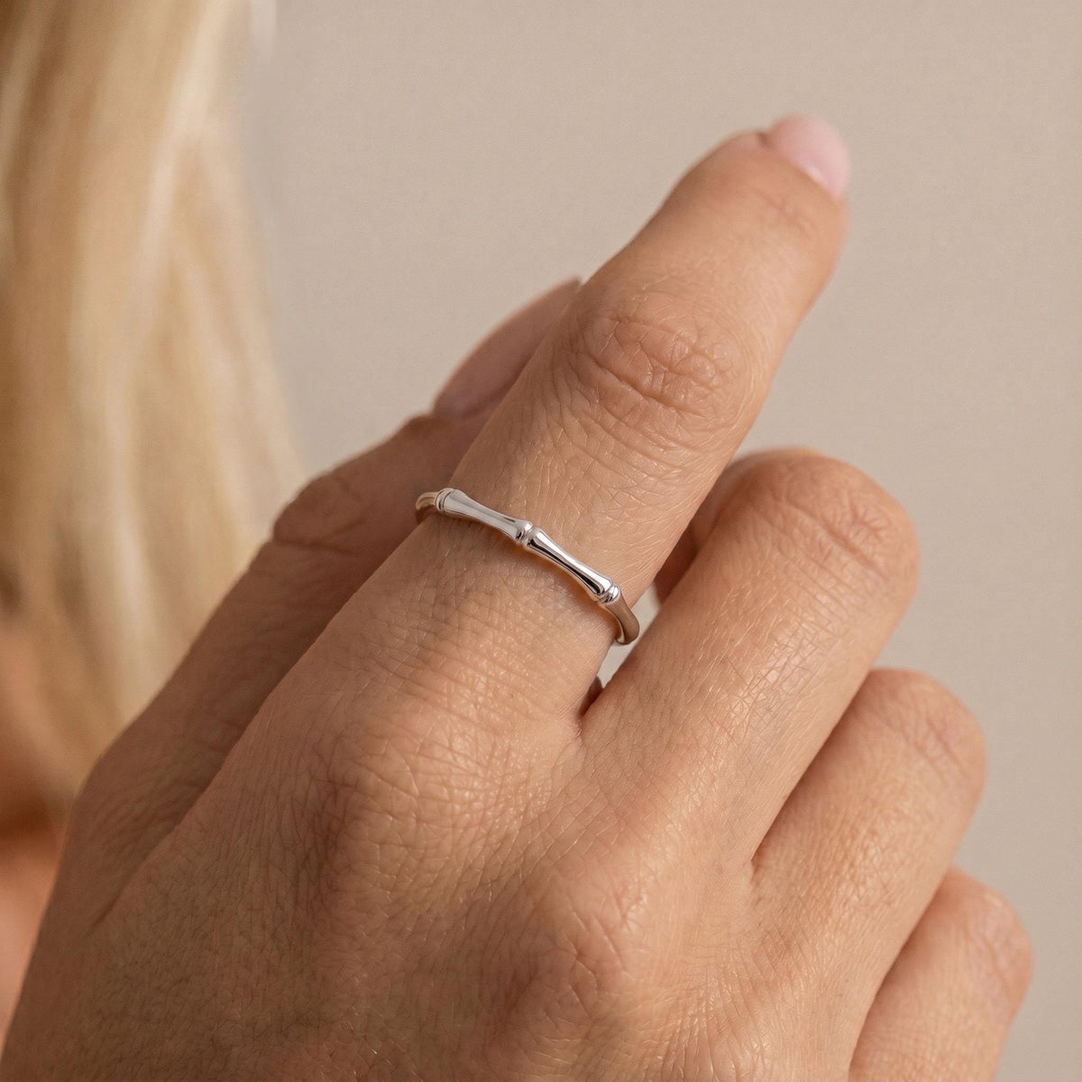 Bamboo Ring, 18K Gold Vermeil or 925 Sterling Silver, Stackable Nature Inspired Band, Minimalist Everyday Ring, Gift for Her