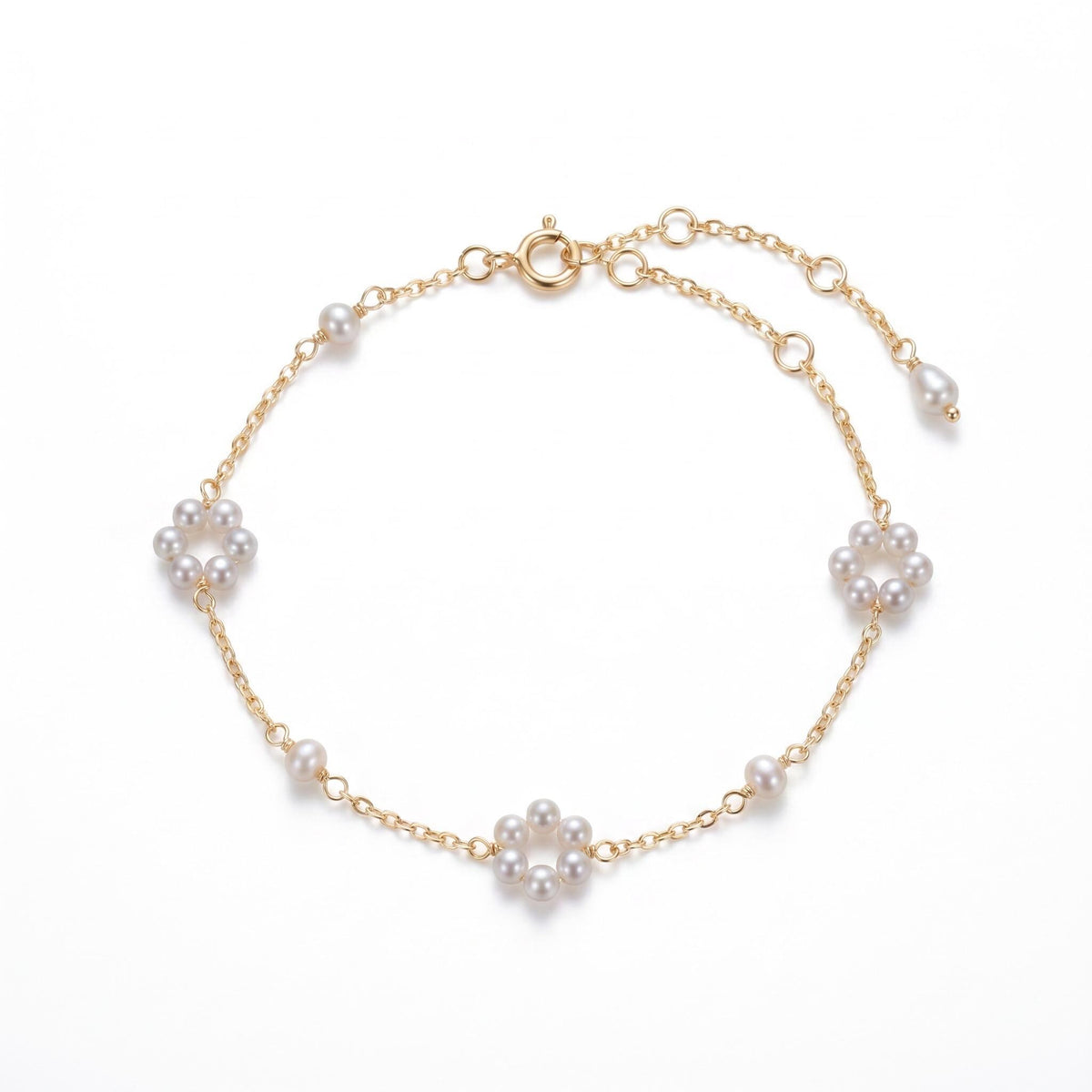 Freshwater Pearl Bracelet, Handcrafted Pearl Flower Design, 18K Gold Vermeil, Bridal Bridesmaid Jewelry, Mother's Day Gift for Her