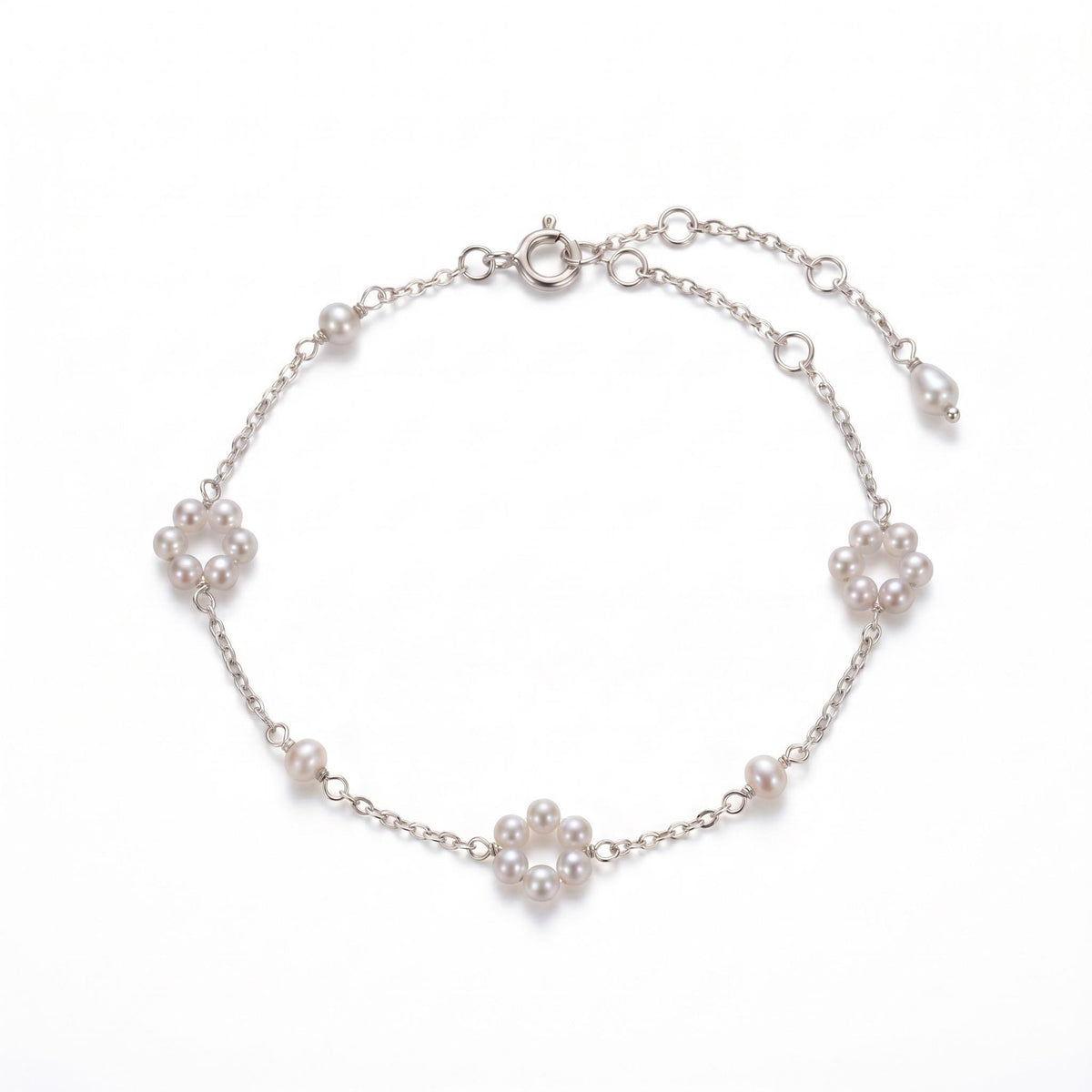 Freshwater Pearl Bracelet, Handcrafted Pearl Flower Design, 18K Gold Vermeil, Bridal Bridesmaid Jewelry, Mother's Day Gift for Her