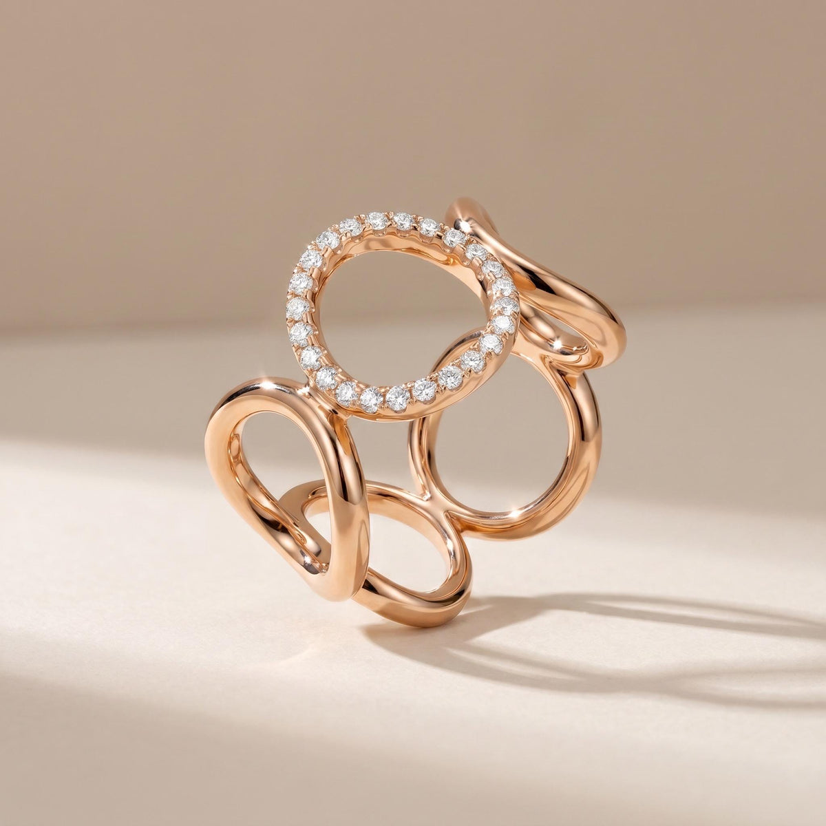 Open Circle Ring CZ Pave, 18K Gold Vermeil or 925 Sterling Silver, Triple Band Statement Ring, Diamond Alternative, Gift for Her