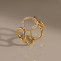 Open Circle Ring CZ Pave, 18K Gold Vermeil or 925 Sterling Silver, Triple Band Statement Ring, Diamond Alternative, Gift for Her