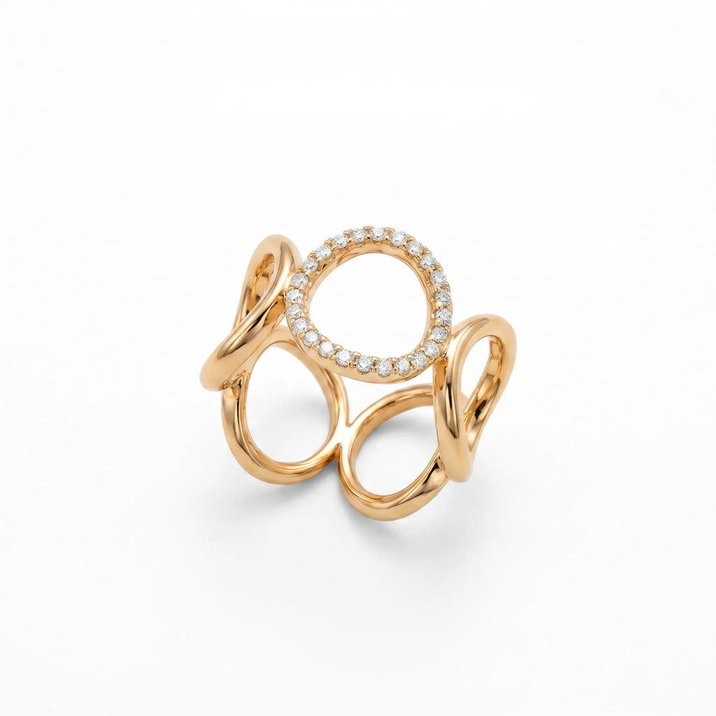Open Circle Ring CZ Pave, 18K Gold Vermeil or 925 Sterling Silver, Triple Band Statement Ring, Diamond Alternative, Gift for Her