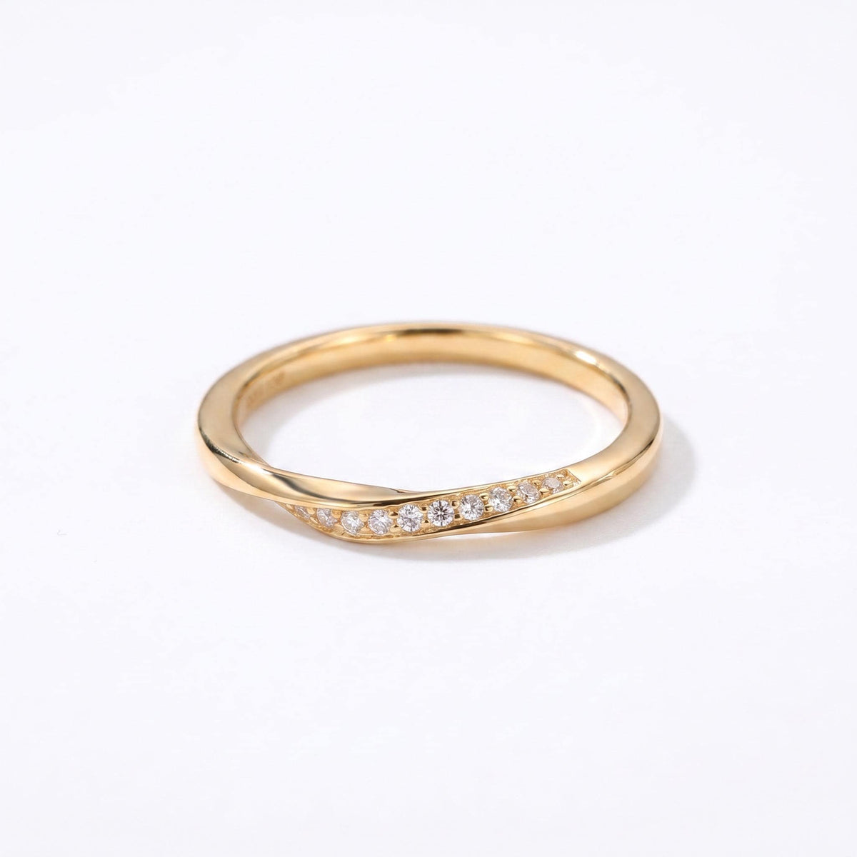 Twisted Pave Ring, Moissanite Diamond Alternative, 18K Gold Vermeil or 925 Sterling Silver, Stackable Wedding Band, Gift for Her
