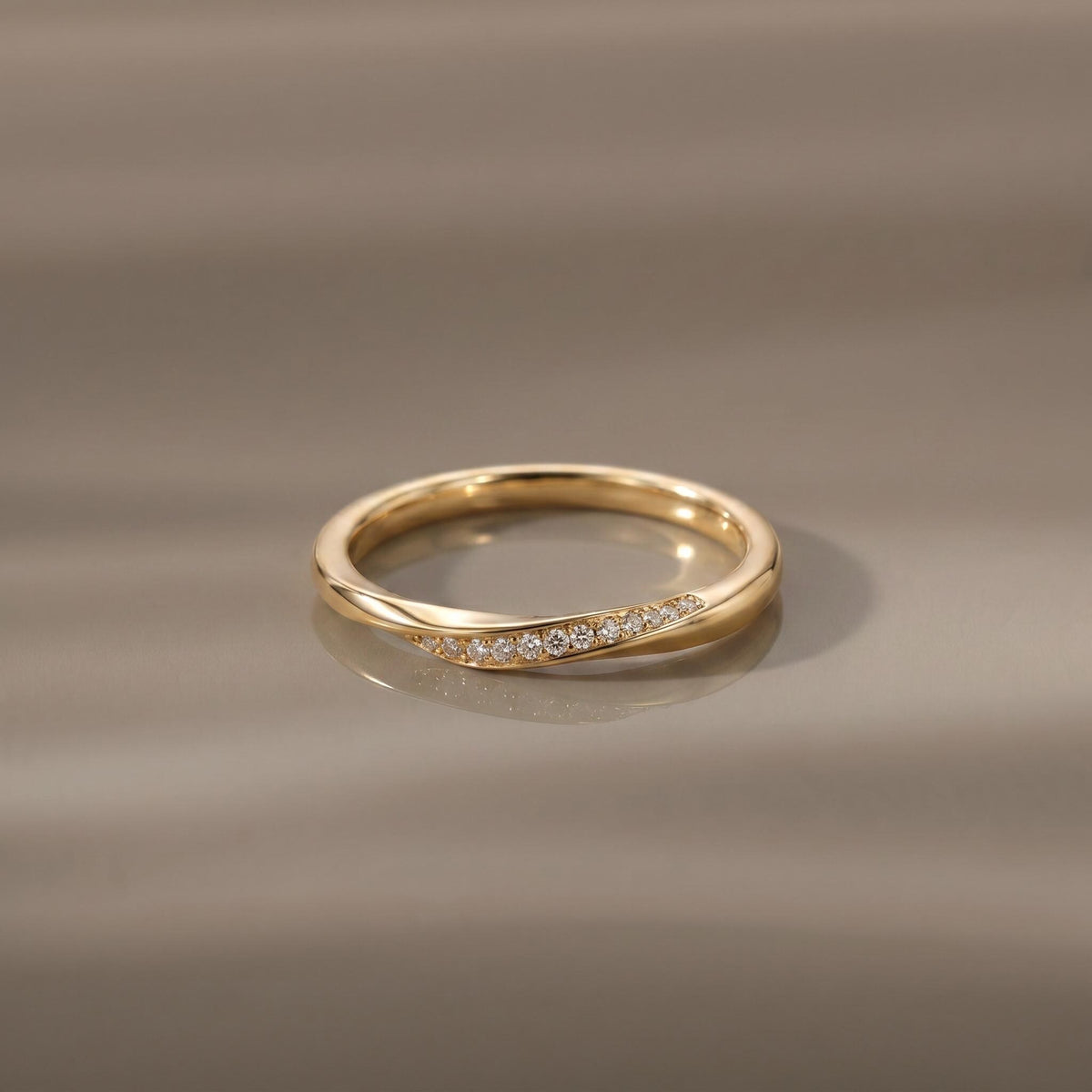Twisted Pave Ring, Moissanite Diamond Alternative, 18K Gold Vermeil or 925 Sterling Silver, Stackable Wedding Band, Gift for Her