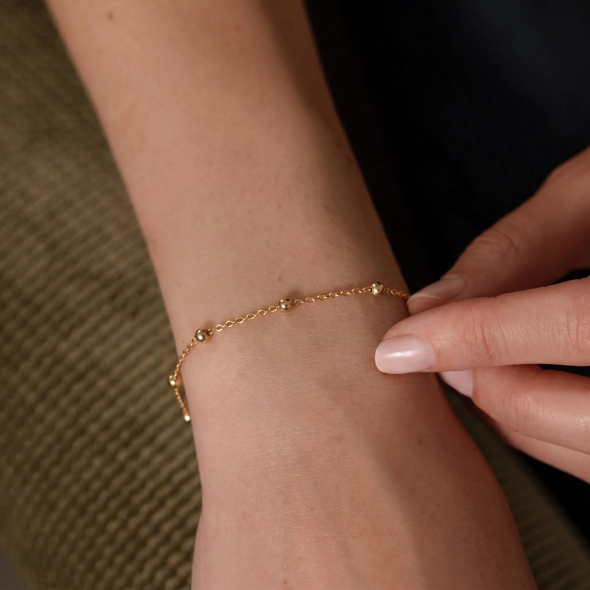 Satellite Chain Bracelet, 18K Gold Vermeil or 925 Sterling Silver, Dainty Ball Chain Design, Minimalist Everyday Jewelry, Gift for Her